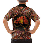 Lizard and Australia Map Family Matching Mermaid Dress and Hawaiian Shirt Aboriginal Dot Painting
