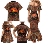 Lizard and Australia Map Family Matching Mermaid Dress and Hawaiian Shirt Aboriginal Dot Painting