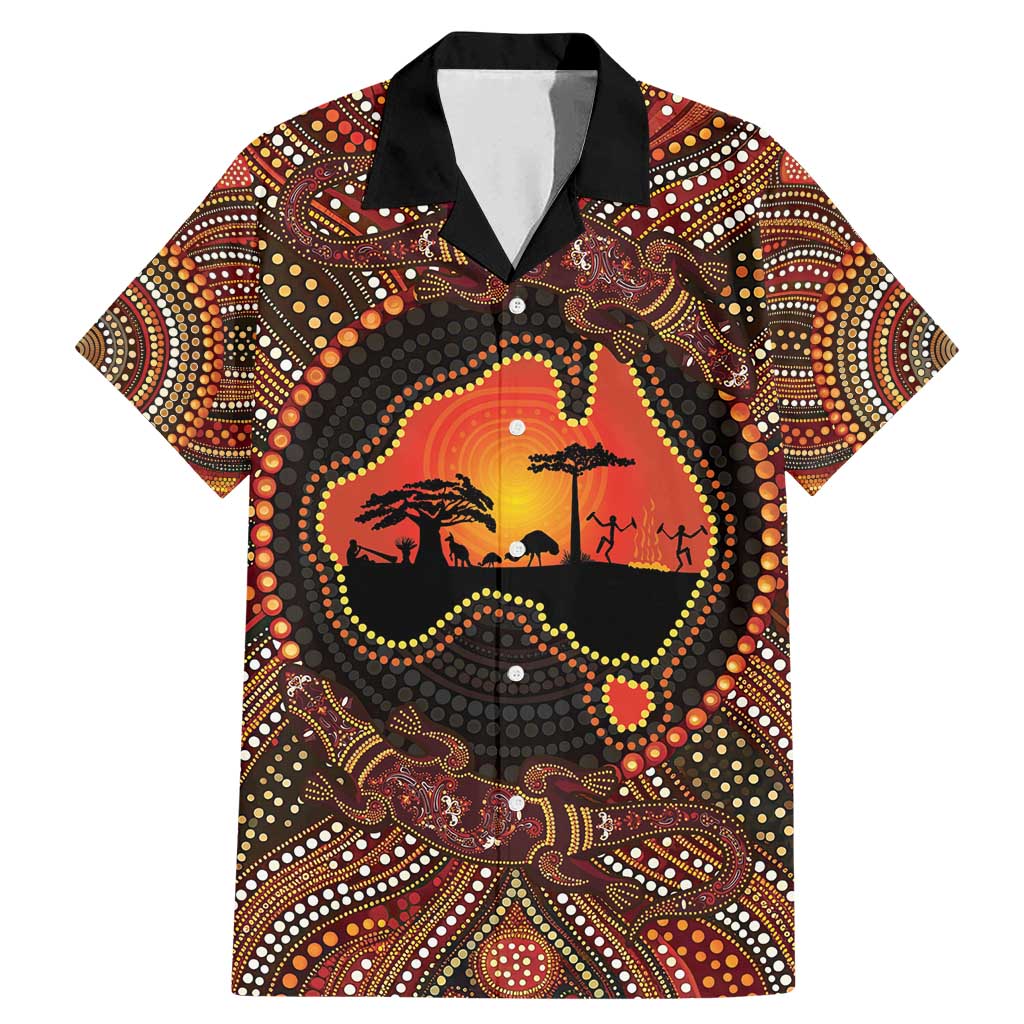 Lizard and Australia Map Family Matching Mermaid Dress and Hawaiian Shirt Aboriginal Dot Painting