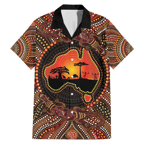 Lizard and Australia Map Family Matching Mermaid Dress and Hawaiian Shirt Aboriginal Dot Painting