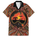 Lizard and Australia Map Family Matching Off Shoulder Maxi Dress and Hawaiian Shirt Aboriginal Dot Painting