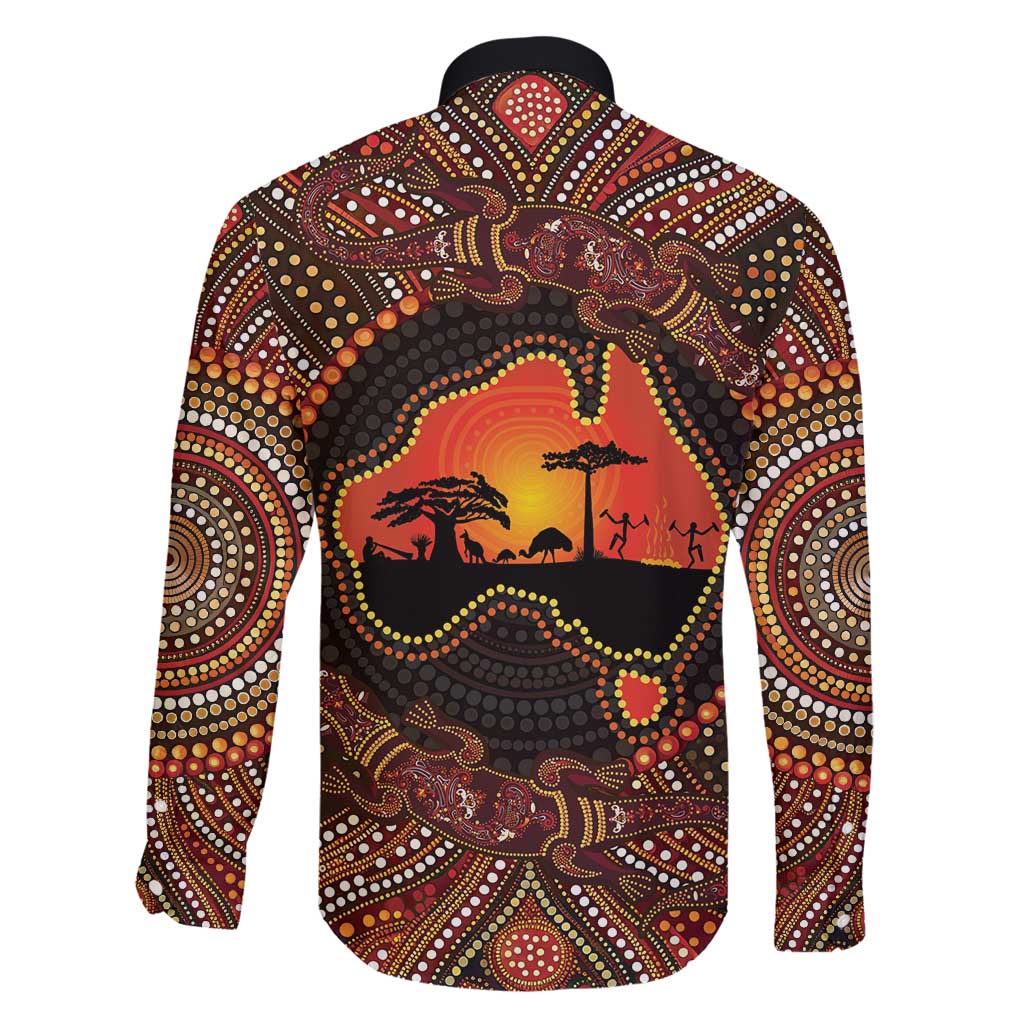 Lizard and Australia Map Family Matching Off Shoulder Maxi Dress and Hawaiian Shirt Aboriginal Dot Painting