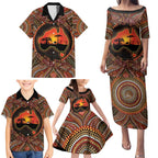 Lizard and Australia Map Family Matching Puletasi and Hawaiian Shirt Aboriginal Dot Painting