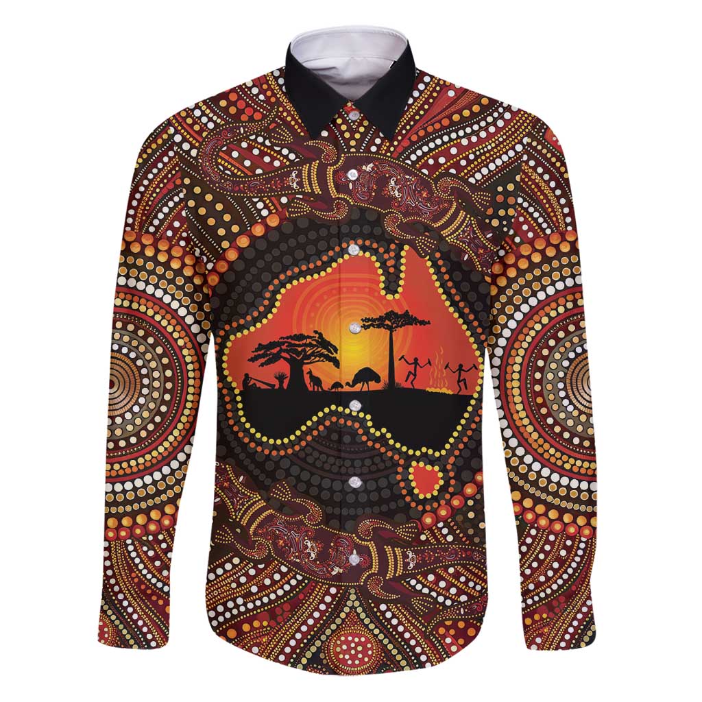 Lizard and Australia Map Family Matching Puletasi and Hawaiian Shirt Aboriginal Dot Painting