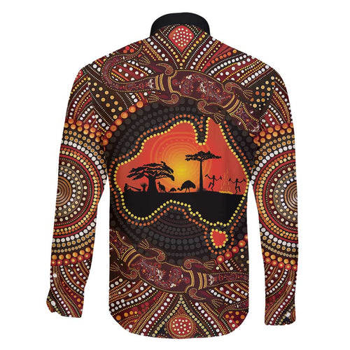 Lizard and Australia Map Family Matching Puletasi and Hawaiian Shirt Aboriginal Dot Painting