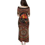 Lizard and Australia Map Family Matching Puletasi and Hawaiian Shirt Aboriginal Dot Painting