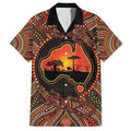 Lizard and Australia Map Family Matching Short Sleeve Bodycon Dress and Hawaiian Shirt Aboriginal Dot Painting