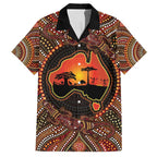 Lizard and Australia Map Family Matching Short Sleeve Bodycon Dress and Hawaiian Shirt Aboriginal Dot Painting
