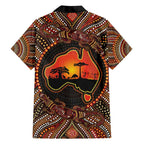 Lizard and Australia Map Family Matching Short Sleeve Bodycon Dress and Hawaiian Shirt Aboriginal Dot Painting