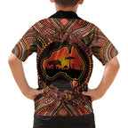Lizard and Australia Map Family Matching Summer Maxi Dress and Hawaiian Shirt Aboriginal Dot Painting
