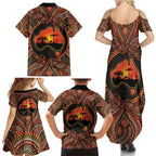Lizard and Australia Map Family Matching Summer Maxi Dress and Hawaiian Shirt Aboriginal Dot Painting