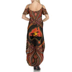 Lizard and Australia Map Family Matching Summer Maxi Dress and Hawaiian Shirt Aboriginal Dot Painting