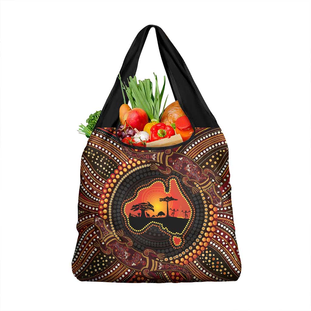 Lizard and Australia Map Grocery Bag Aboriginal Dot Painting