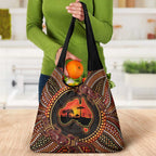 Lizard and Australia Map Grocery Bag Aboriginal Dot Painting