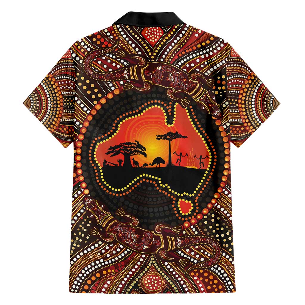 Lizard and Australia Map Hawaiian Shirt Aboriginal Dot Painting