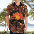 Lizard and Australia Map Hawaiian Shirt Aboriginal Dot Painting