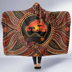 Lizard and Australia Map Hooded Blanket Aboriginal Dot Painting