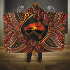 Lizard and Australia Map Hooded Blanket Aboriginal Dot Painting