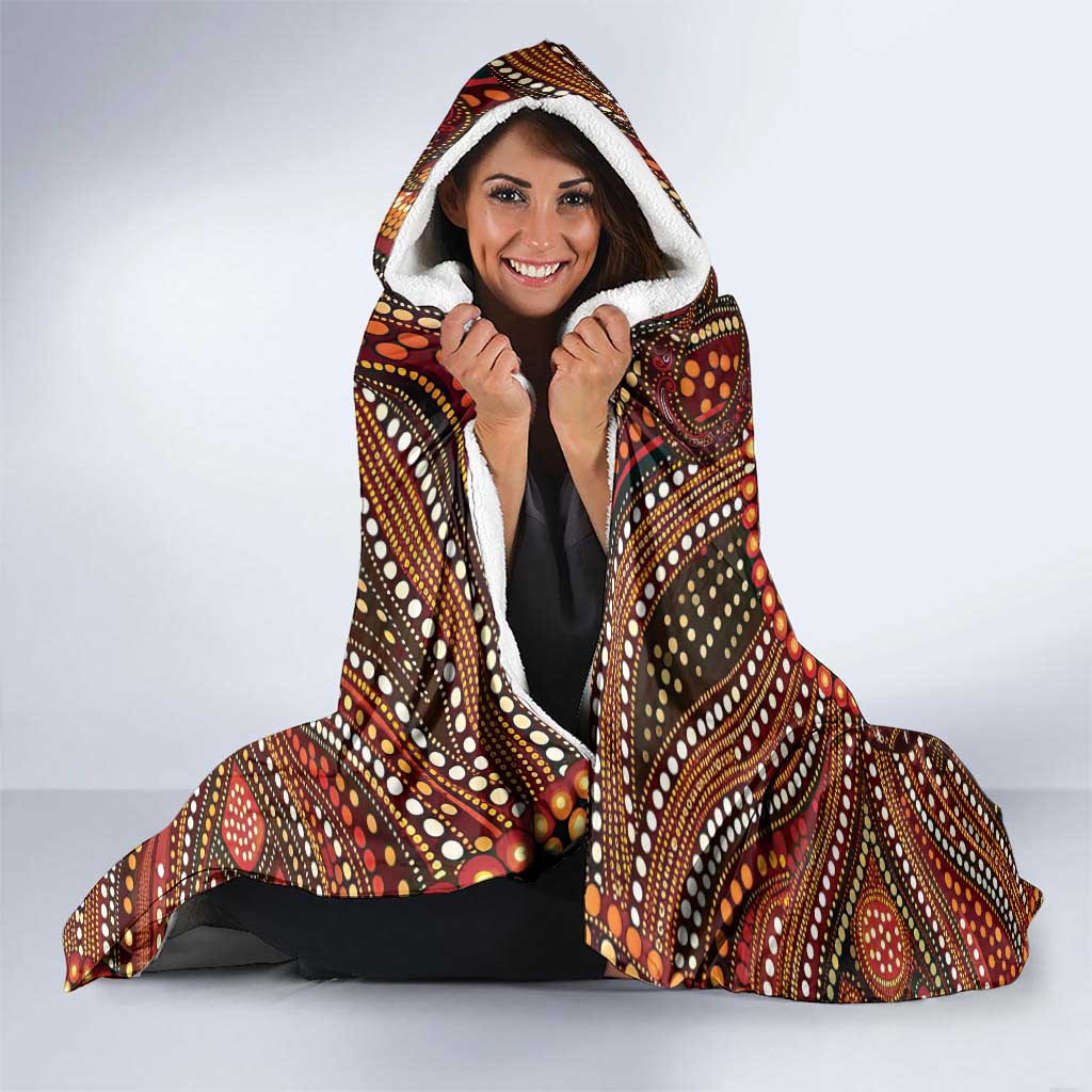 Lizard and Australia Map Hooded Blanket Aboriginal Dot Painting
