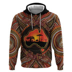 Lizard and Australia Map Hoodie Aboriginal Dot Painting