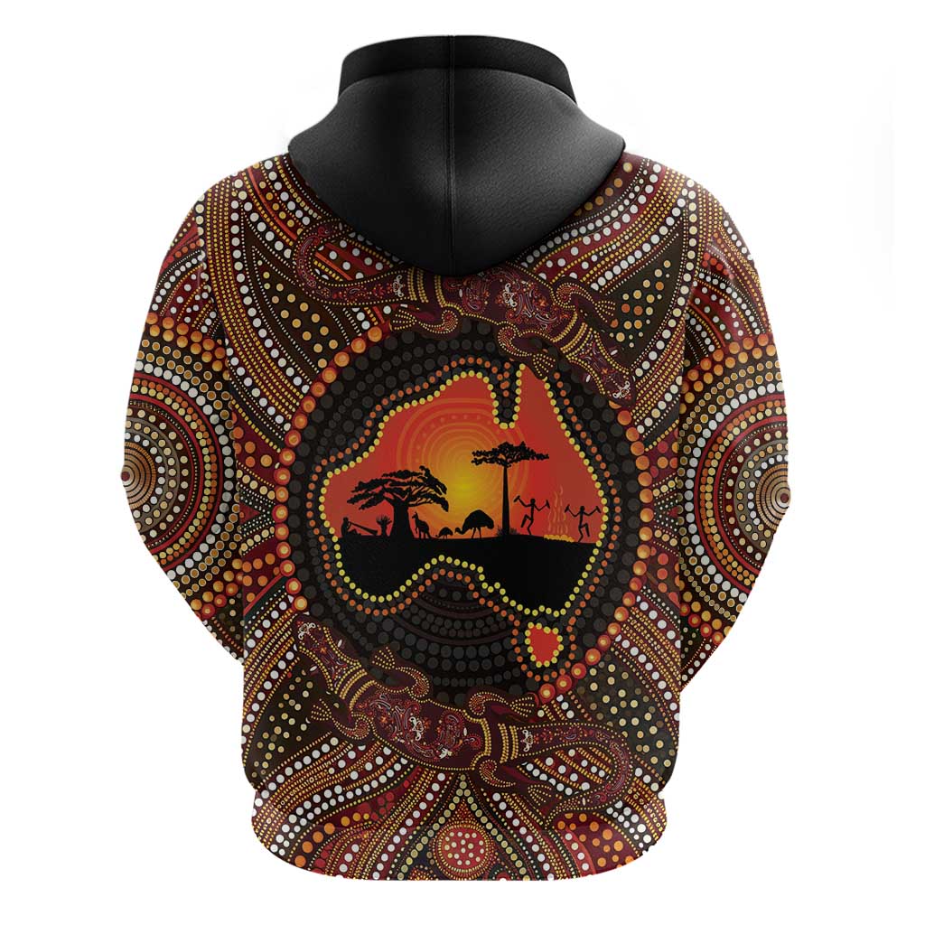 Lizard and Australia Map Hoodie Aboriginal Dot Painting