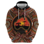 Lizard and Australia Map Hoodie Aboriginal Dot Painting