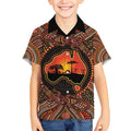 Lizard and Australia Map Kid Hawaiian Shirt Aboriginal Dot Painting