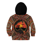 Lizard and Australia Map Kid Hoodie Aboriginal Dot Painting