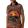 Lizard and Australia Map Kid Polo Shirt Aboriginal Dot Painting