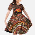 Lizard and Australia Map Kid Short Sleeve Dress Aboriginal Dot Painting