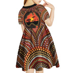 Lizard and Australia Map Kid Short Sleeve Dress Aboriginal Dot Painting