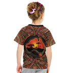 Lizard and Australia Map Kid T Shirt Aboriginal Dot Painting