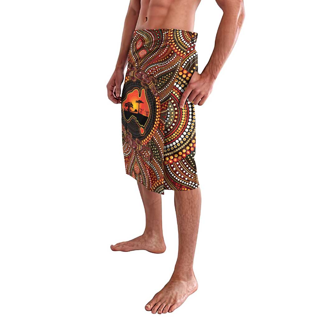 Lizard and Australia Map Lavalava Aboriginal Dot Painting