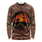 Lizard and Australia Map Long Sleeve Shirt Aboriginal Dot Painting
