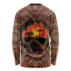 Lizard and Australia Map Long Sleeve Shirt Aboriginal Dot Painting