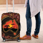 Lizard and Australia Map Luggage Cover Aboriginal Dot Painting