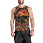 Lizard and Australia Map Men Tank Top Aboriginal Dot Painting