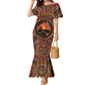 Lizard and Australia Map Mermaid Dress Aboriginal Dot Painting