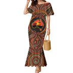 Lizard and Australia Map Mermaid Dress Aboriginal Dot Painting