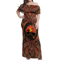Lizard and Australia Map Off Shoulder Maxi Dress Aboriginal Dot Painting