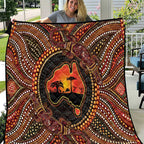 Lizard and Australia Map Quilt Aboriginal Dot Painting