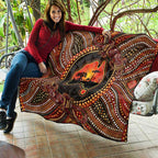 Lizard and Australia Map Quilt Aboriginal Dot Painting