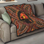 Lizard and Australia Map Quilt Aboriginal Dot Painting