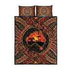 Lizard and Australia Map Quilt Bed Set Aboriginal Dot Painting