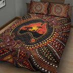 Lizard and Australia Map Quilt Bed Set Aboriginal Dot Painting