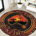 Lizard and Australia Map Round Carpet Aboriginal Dot Painting