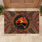 Lizard and Australia Map Rubber Doormat Aboriginal Dot Painting