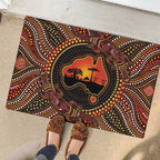 Lizard and Australia Map Rubber Doormat Aboriginal Dot Painting