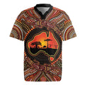 Lizard and Australia Map Rugby Jersey Aboriginal Dot Painting
