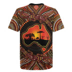 Lizard and Australia Map Rugby Jersey Aboriginal Dot Painting